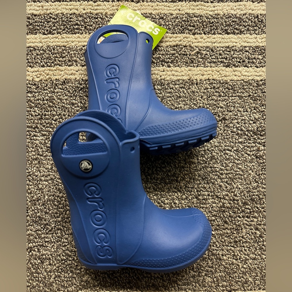 Croc Handle It Rain Boot Kids size 10 in Sea Blue